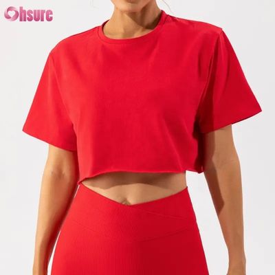 Custom Oversize Sport Crop Top Mulheres T-Shirt Nova Chegada Suave Rápido Seco Leve Mulheres Dança Correndo Manga Curta Top