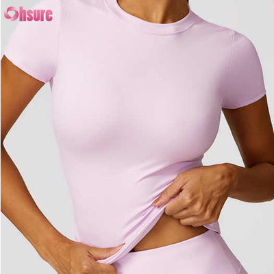 2024 Verão Nova Moda Feminina Esporte T-Shirt Eco-Friendly Manga Curta Vendas Quentes Populares Roupa Blank Plain