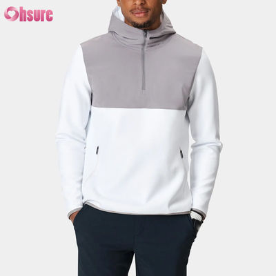Poliéster de alta qualidade Pullover esportivo masculino Hoodie Design de meio fecho impermeável e desempenho leve padrão sólido