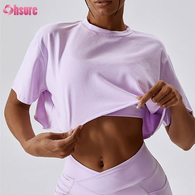 OEM Personalizado Oversized Crop Top Feminino T-Shirt Alta Elasticidade Crop Top Tshirt Tops Brancos para Mulheres