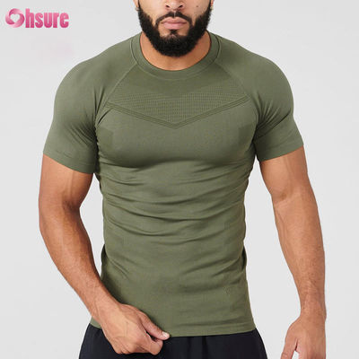 Camiseta de compressão masculina de poliéster personalizada, manga curta, leve, de secagem rápida, adequada para corrida e fitness
