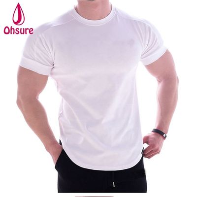 Roupa de Exercício Casual com Estampa de Malha e Suporte Muscular para Homens, Tecido de Bambu, Camiseta de Boxe com Estampagem