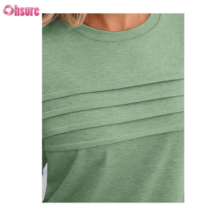 T-shirt de treino de manga de três quartos Tops de algodão Casual T-shirts O-Neck Mulher T-shirt Trabalho Sport T-shirt