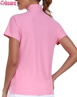 T-shirts poliéster feminino para polo respirável topes de golfe pickleball logotipo personalizado mangas curtas stand formal