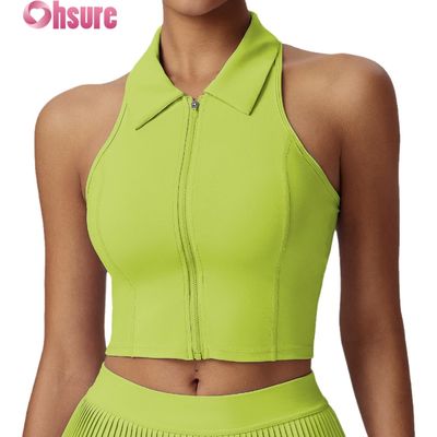 Top Esportivo Feminino Premium - Camiseta de Yoga com Absorção de Umidade, com Bojo Fixo, Gola Alta e Corte Justo para Academia, Uso Diário, Golfe