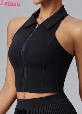 Top Esportivo Feminino Premium - Camiseta de Yoga com Absorção de Umidade, com Bojo Fixo, Gola Alta e Corte Justo para Academia, Uso Diário, Golfe
