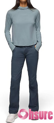 Hoodies de Yoga Ecológicos Femininos Gola Manga Comprida Moletom Tricotado Fitness Tops Esportivos com Logotipo Frontal