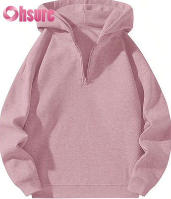 Moletom de fleece feminino de alta qualidade com capuz de um quarto, manga comprida com logotipo personalizado e impressão de letras coloridas quentes para o outono