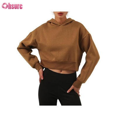 Roupas de Fitness Femininas Pullover Tops Moletom de Algodão Orgânico com Capuz Esportivo Logotipo Personalizado Feminino Treino Fitness Moletom com Capuz