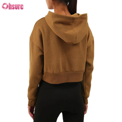 Roupas de Fitness Femininas Pullover Tops Moletom de Algodão Orgânico com Capuz Esportivo Logotipo Personalizado Feminino Treino Fitness Moletom com Capuz