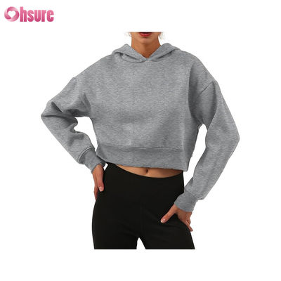 Roupas de Fitness Femininas Pullover Tops Moletom de Algodão Orgânico com Capuz Esportivo Logotipo Personalizado Feminino Treino Fitness Moletom com Capuz