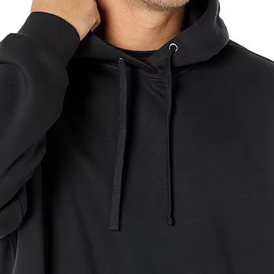 Moletom com capuz de algodão de alta qualidade para homens, sob medida, para treino, tecido de jersey essencial, padrão liso, gola com capuz