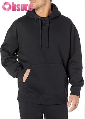 Moletom com capuz de algodão de alta qualidade para homens, sob medida, para treino, tecido de jersey essencial, padrão liso, gola com capuz