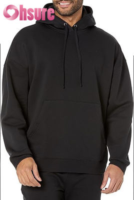 Moletom com capuz de algodão de alta qualidade para homens, sob medida, para treino, tecido de jersey essencial, padrão liso, gola com capuz