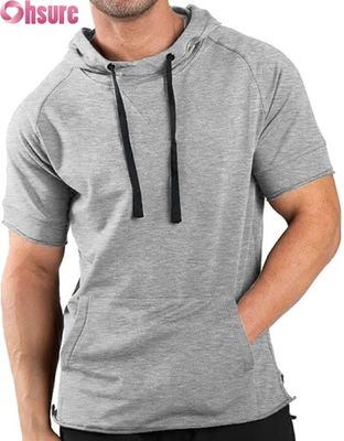 Moletom de manga curta masculino Camiseta com capuz casual Fabricante OEM ODM