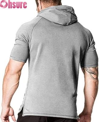 Moletom de manga curta masculino Camiseta com capuz casual Fabricante OEM ODM