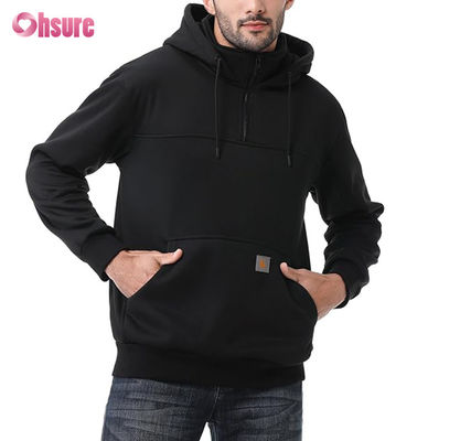 Homem XL Custom Design Heavyweight Quarter Zip Hoodie 100% Algodão Francês Terry Crew Neck Sweatshirt Estilo Inverno Capuz Solid