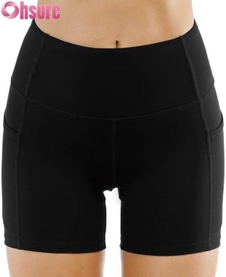 Calções de ioga de cintura alta para mulheres Controle de barriga Scrunch Butt Treino de ciclismo Calças curtas de atividade personalizadas