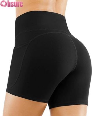 Calções de ioga de cintura alta para mulheres Controle de barriga Scrunch Butt Treino de ciclismo Calças curtas de atividade personalizadas