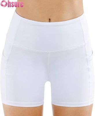 Calções de ioga de cintura alta para mulheres Controle de barriga Scrunch Butt Treino de ciclismo Calças curtas de atividade personalizadas