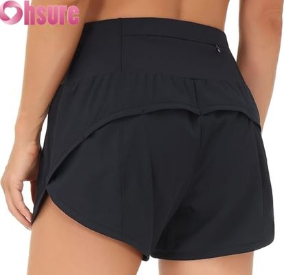 Shorts de ginástica femininos de cintura alta, secagem rápida, respiráveis, shorts quentes para ioga, corrida, fitness - Roupa esportiva OEM
