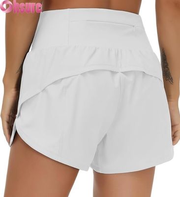 Shorts de ginástica femininos de cintura alta, secagem rápida, respiráveis, shorts quentes para ioga, corrida, fitness - Roupa esportiva OEM