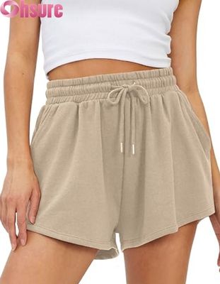 Shorts esportivos femininos de cintura alta, de secagem rápida, saias-shorts respiráveis com bolsos para corrida e exercícios, com decoração de padrão elegante