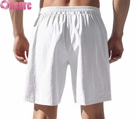 Calções Casuais de Linho Leves para Homem Verão Respiráveis Praia Desportivos Soltos Ajuste Médio Cintura Elástica Confortáveis