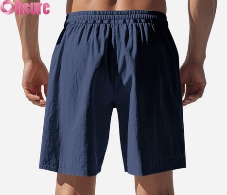 Calções Casuais de Linho Leves para Homem Verão Respiráveis Praia Desportivos Soltos Ajuste Médio Cintura Elástica Confortáveis