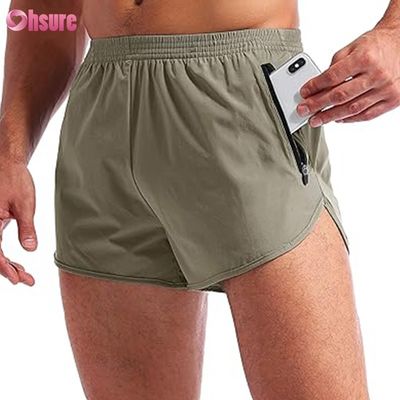 Calças de suporte respiráveis homens Corredores atléticos Calças curtas de ginástica de poliéster de nylon