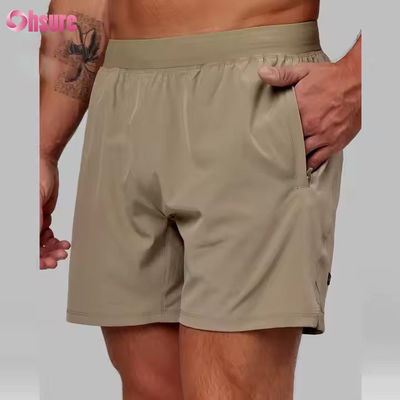 Custom High Quality Nylon Spandex Split Hem 5 em 2 em 1 Exercício Atlético Calças de ginástica esportiva para homens