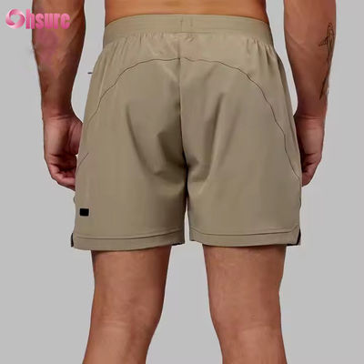 Custom High Quality Nylon Spandex Split Hem 5 em 2 em 1 Exercício Atlético Calças de ginástica esportiva para homens