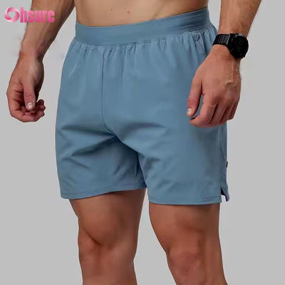 Custom High Quality Nylon Spandex Split Hem 5 em 2 em 1 Exercício Atlético Calças de ginástica esportiva para homens