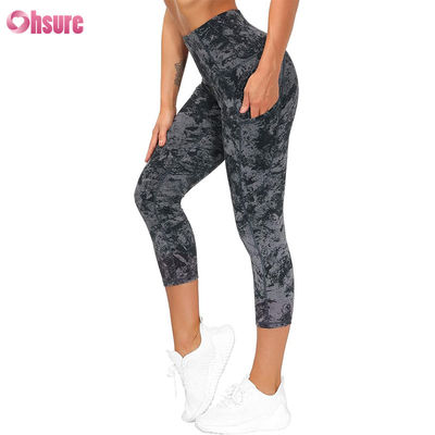 Calças de ioga femininas de cintura alta com bolso, controle da barriga, leggings de ginástica