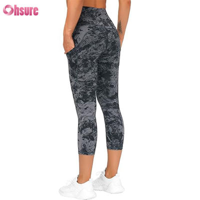 Calças de ioga femininas de cintura alta com bolso, controle da barriga, leggings de ginástica