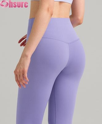 2025 Calças de ginástica de cintura alta para mulheres Calças de yoga Controle de barriga 4 vias Estiramento respirável Roupas de fitness confortável cintura elástica