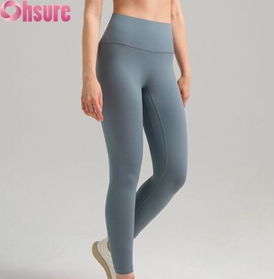 2025 Calças de ginástica de cintura alta para mulheres Calças de yoga Controle de barriga 4 vias Estiramento respirável Roupas de fitness confortável cintura elástica