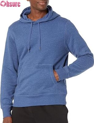 Homens Casual Solid Color Long Sleeve Pullover Hoodie com Drawstring Sports Pocket Customizado Fashion Sweatshirt