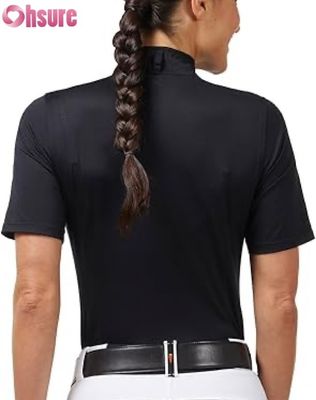 Camisa de competição equestre feminina Tops ativos Tops de fabricação por atacado Tops de equitação