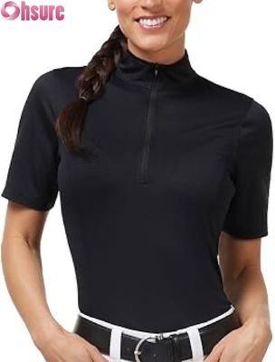 Camisa de competição equestre feminina Tops ativos Tops de fabricação por atacado Tops de equitação