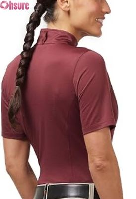 Camisa de competição equestre feminina Tops ativos Tops de fabricação por atacado Tops de equitação