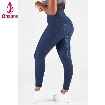 Marinha Azul Inverno Calças de cavalo de silicone Calças de engate mulheres Cavalo de equitação Jodhpur Calças de pernas equestres com bolso