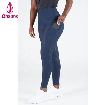 Marinha Azul Inverno Calças de cavalo de silicone Calças de engate mulheres Cavalo de equitação Jodhpur Calças de pernas equestres com bolso