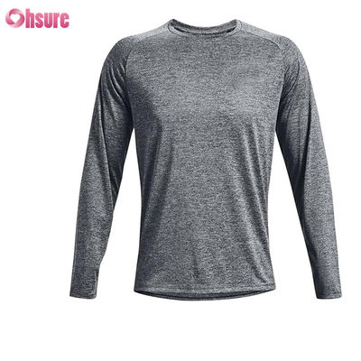 Homem camisetas desportivas de alta qualidade moda personalizada branco poliéster spandex rápido seco camiseta de manga longa camisetas desportivas masculinas