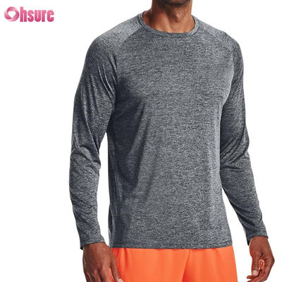 Homem camisetas desportivas de alta qualidade moda personalizada branco poliéster spandex rápido seco camiseta de manga longa camisetas desportivas masculinas