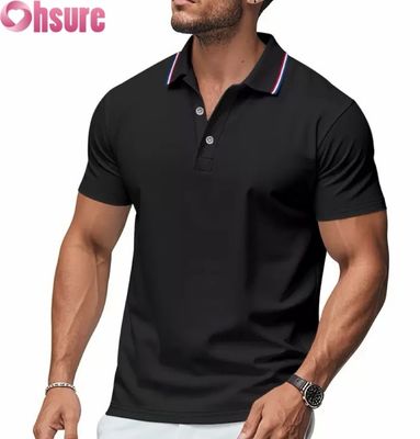 Camisas Polo Masculinas com Impressão de Logotipo Personalizado OEM para Verão, Escritório, Ginásio, Trabalho, Roupas Casuais, Lisas, Estampadas, XS-2XL, Padrão Sólido, Tricotadas