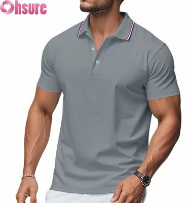 Camisas Polo Masculinas com Impressão de Logotipo Personalizado OEM para Verão, Escritório, Ginásio, Trabalho, Roupas Casuais, Lisas, Estampadas, XS-2XL, Padrão Sólido, Tricotadas