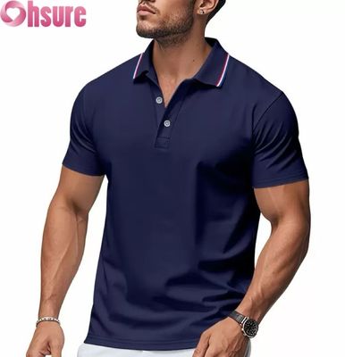 Camisas Polo Masculinas com Impressão de Logotipo Personalizado OEM para Verão, Escritório, Ginásio, Trabalho, Roupas Casuais, Lisas, Estampadas, XS-2XL, Padrão Sólido, Tricotadas