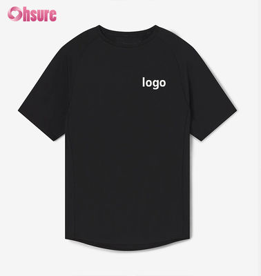 Camiseta de ginástica personalizada para homens Treinamento seco rápido Top respirável Manga de Raglan Poliéster leve Tecido Spandex-300gsm