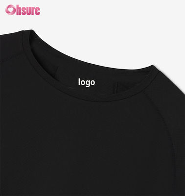 Camiseta de ginástica personalizada para homens Treinamento seco rápido Top respirável Manga de Raglan Poliéster leve Tecido Spandex-300gsm